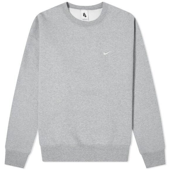 Nike Men's NRG Fleece Crew Sweater Solo Swoosh CV0554-063 Grey SZ MEDIUM New - Picture 1 of 6